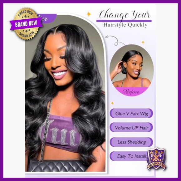 18 Inch Human Hair V Part Wig, Body Wave, 200% Density, Glueless Clip In main image 5